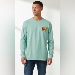 Quiksilver Ron Jon Surf Shop Collaboration Light Blue Long Sleeve Tee Size Large
